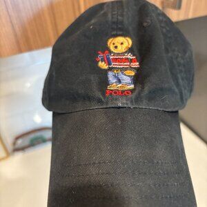 Polo Ralph Lauren Bear Embroidered Dad Hat – Black w/ Leather Strap (Pre-Owned)